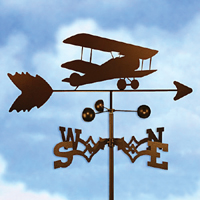 Biplane Weathervane - Roof Mount - Click Image to Close